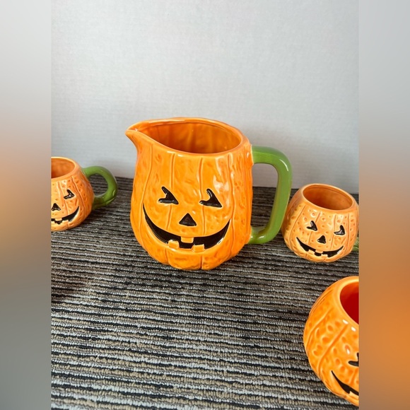 Vintage 🎃 Halloween Jack-o-lantern Beverage Set - Picture 11 of 12